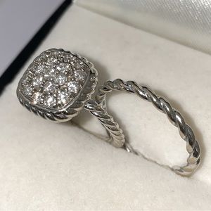 Solid 14K White Gold 1.00CTW NATURAL Diamond Engagement Ring & Wedding Band SET